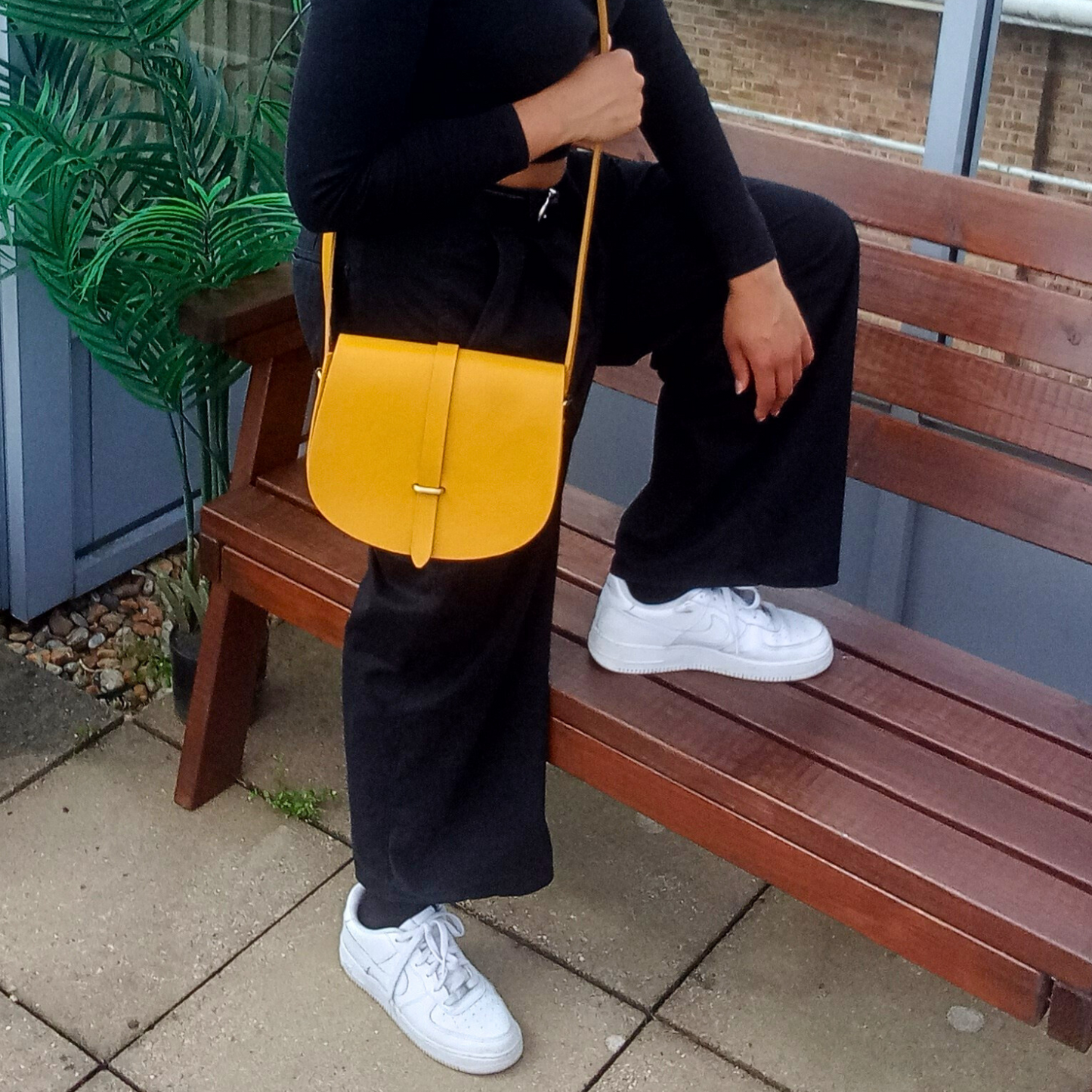 Sam Loop Closure Leather Saddle Bag - Yellow
