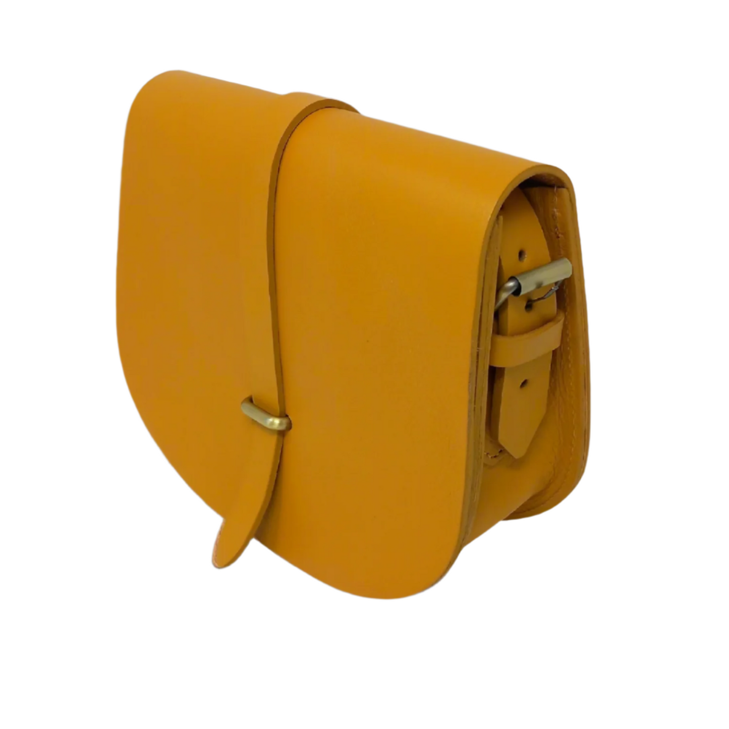 Sam Loop Closure Leather Saddle Bag - Yellow
