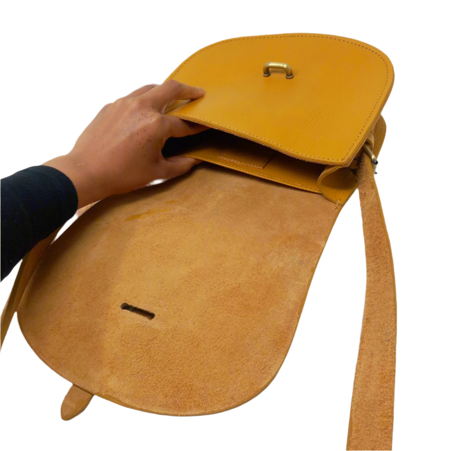 Sam Loop Closure Leather Saddle Bag - Yellow