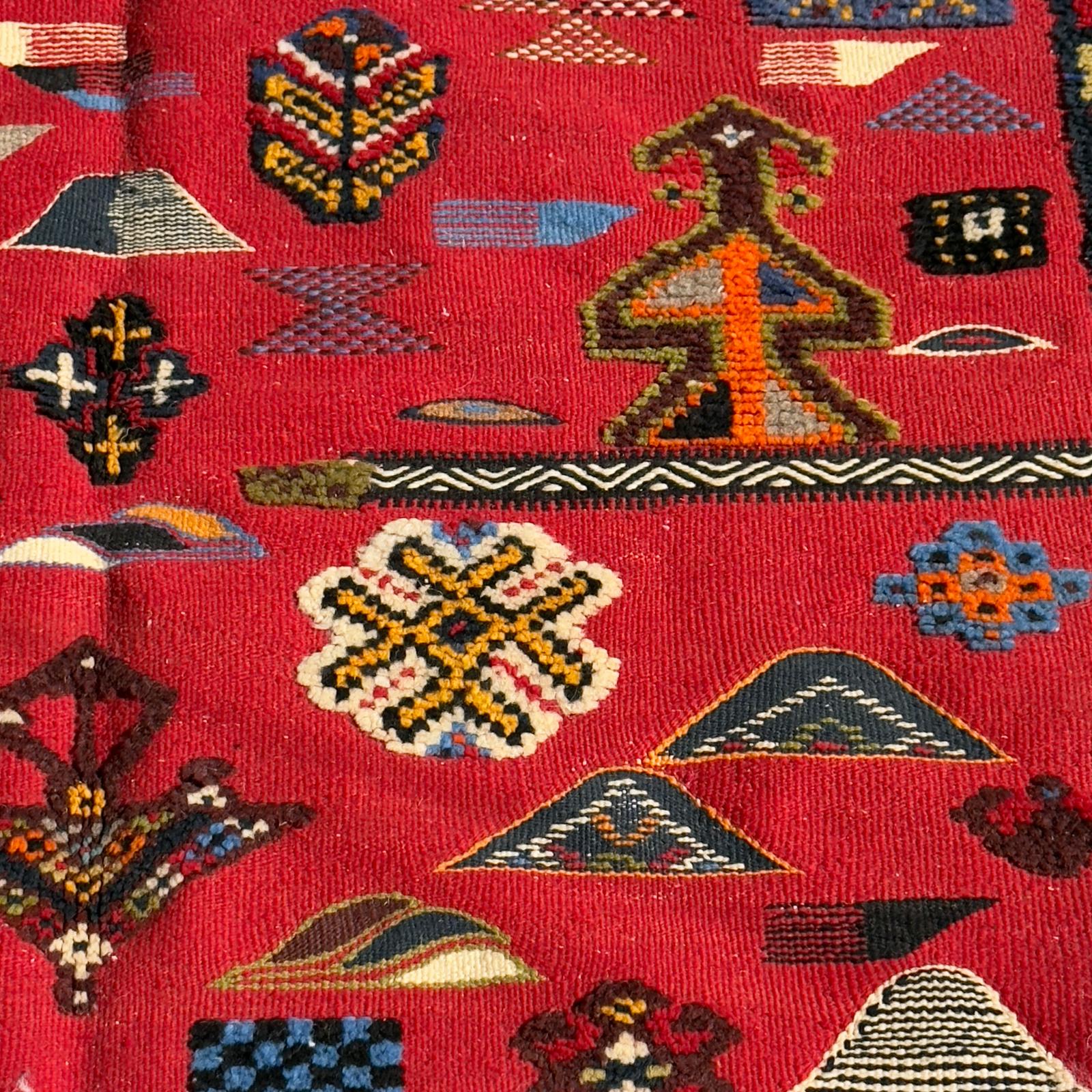 Handwoven Taznakht Wool Rug – 163x120 cm | Rich Red Berber Motifs