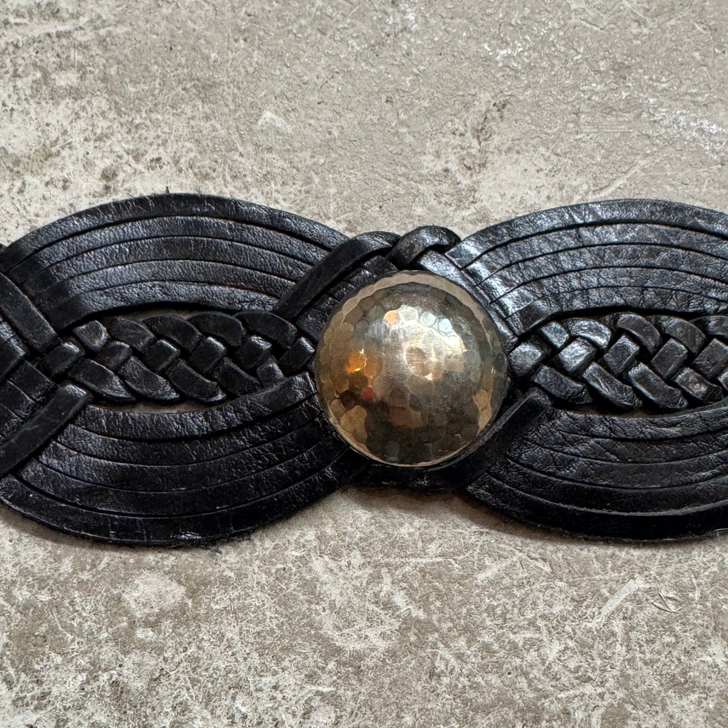 Black Boho Braided Leather Belt – Vintage Look, Silver Buckle