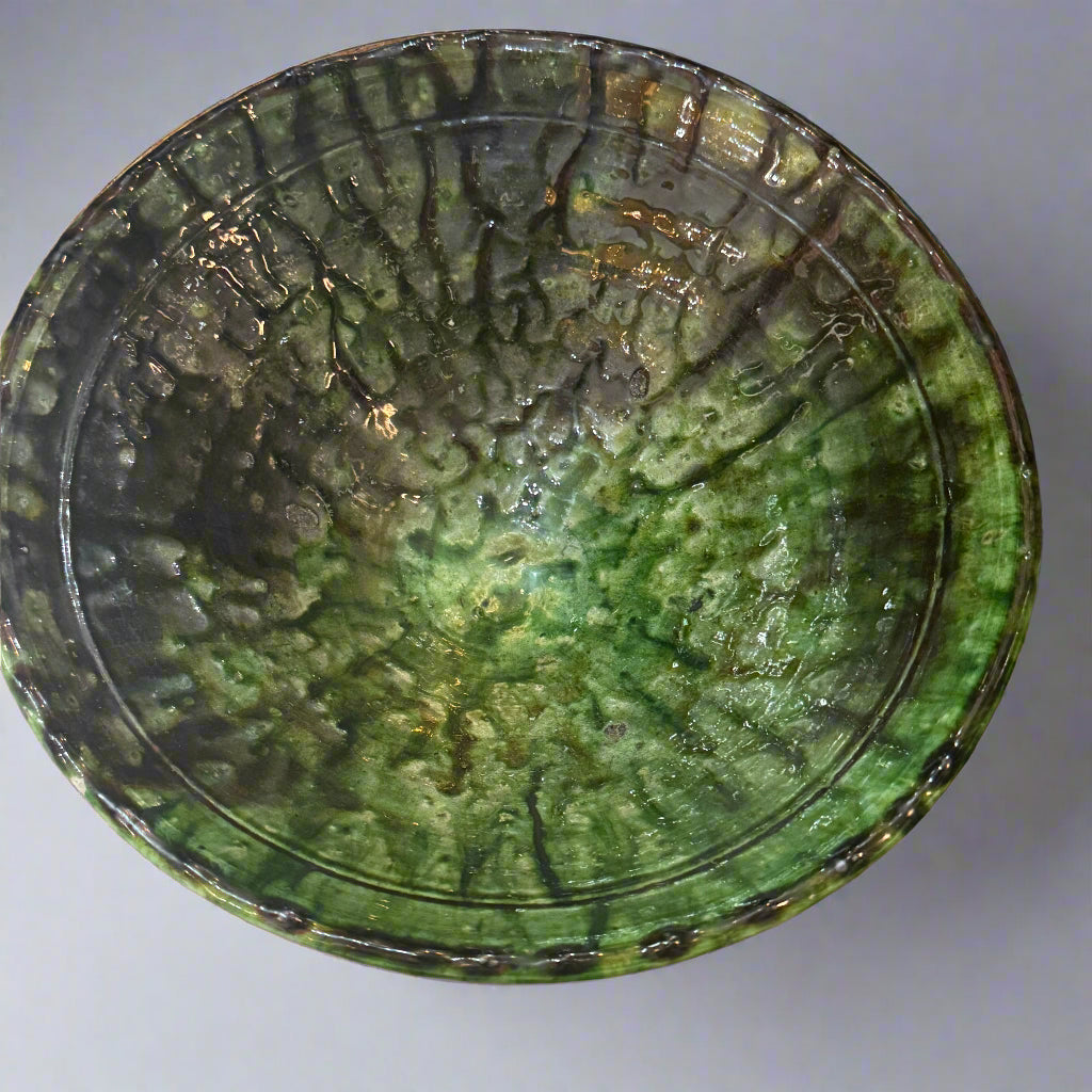 Tamegroute Fruit Bowl – Handmade Moroccan Centerpiece (Green or Yellow)