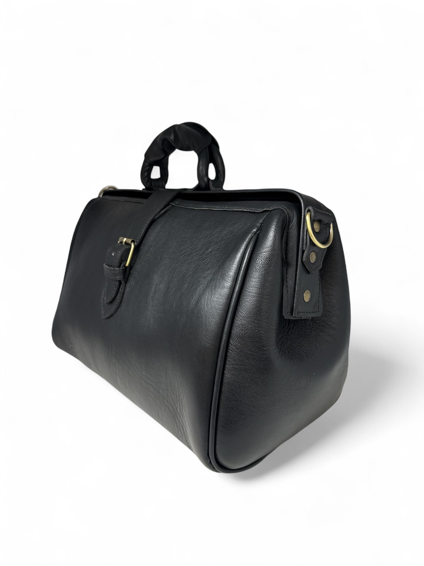 Leather Doctor’s Bag – Handmade Gladstone-Style Overnight Travel Bag | Black