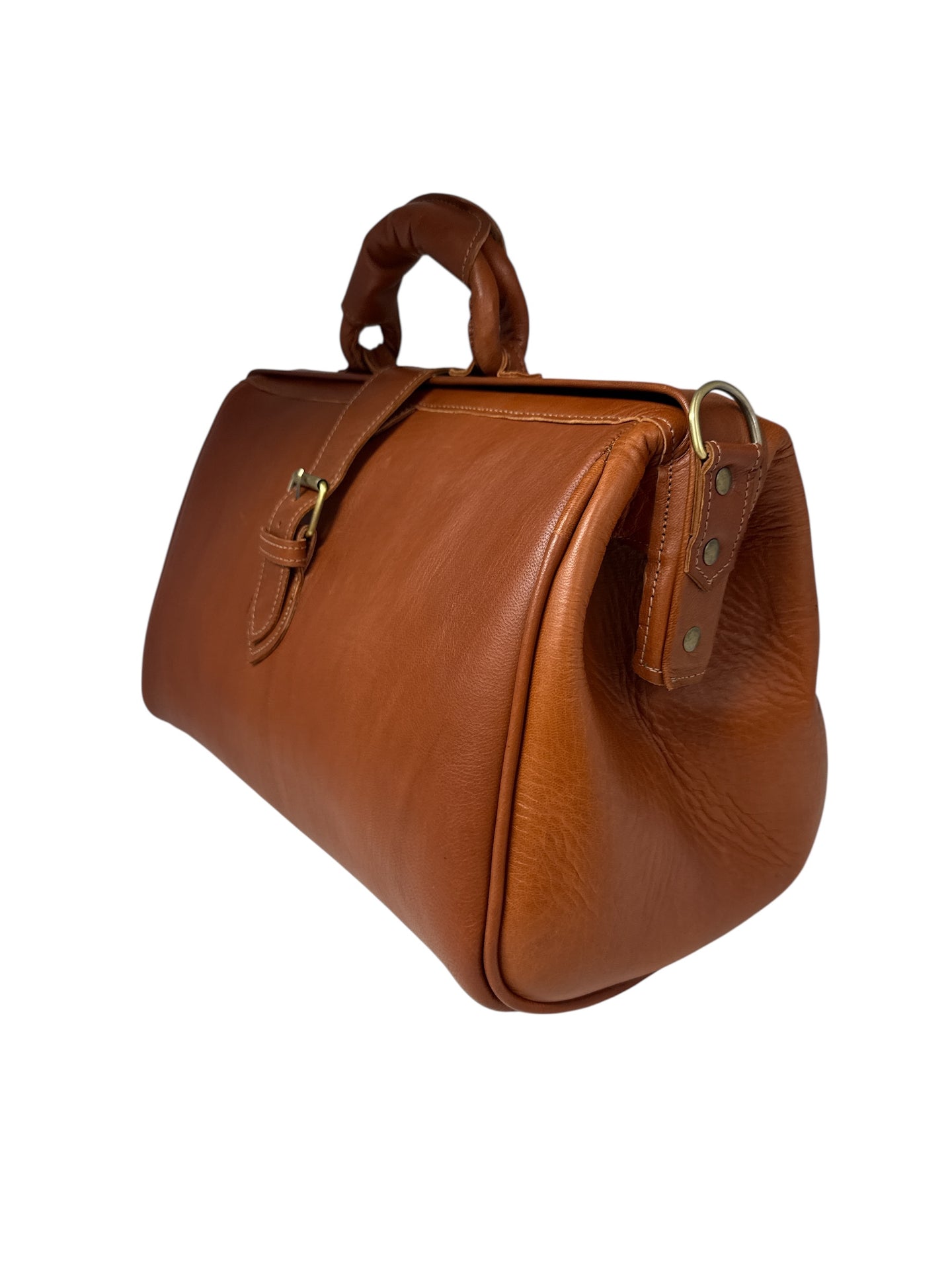 Leather Doctor’s Bag – Handmade Gladstone-Style Overnight Travel Bag | tan