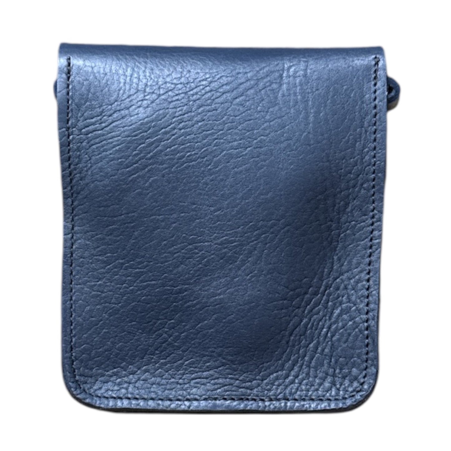 Small Leather Crossbody Bag with Pop Bag Closure Blue