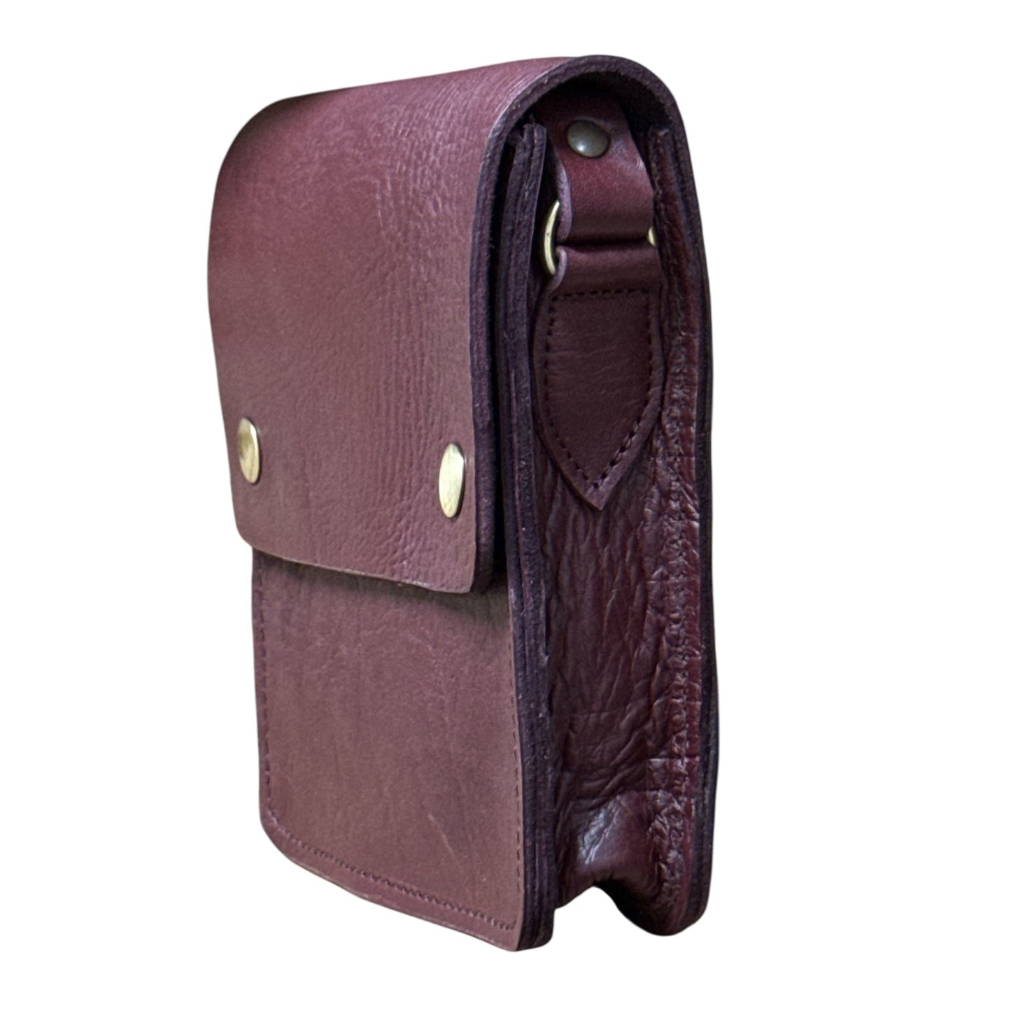 Small Leather Crossbody Bag with Pop Bag Closure Burgundy