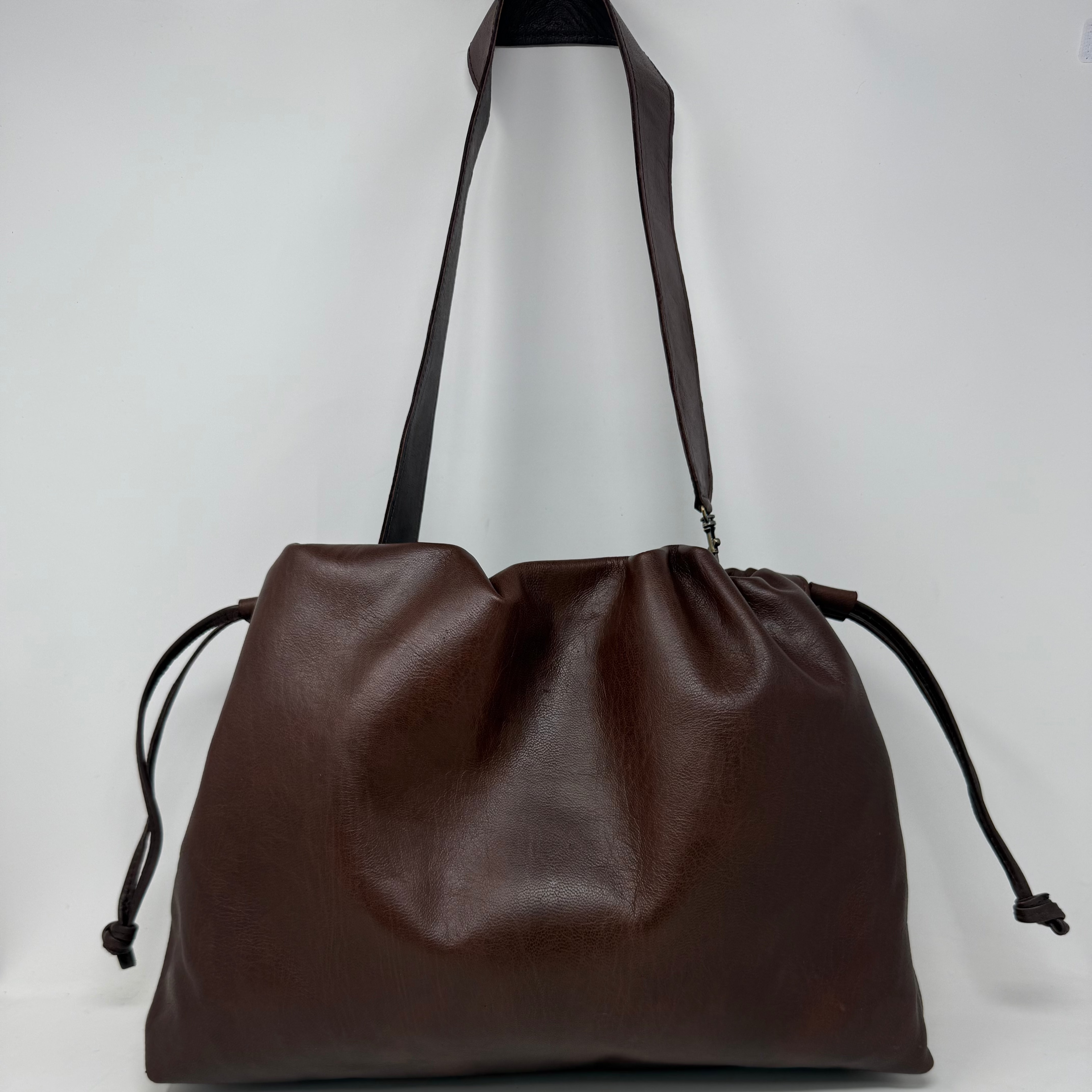 Handmade Leather Slouch Bag – Dark Brown