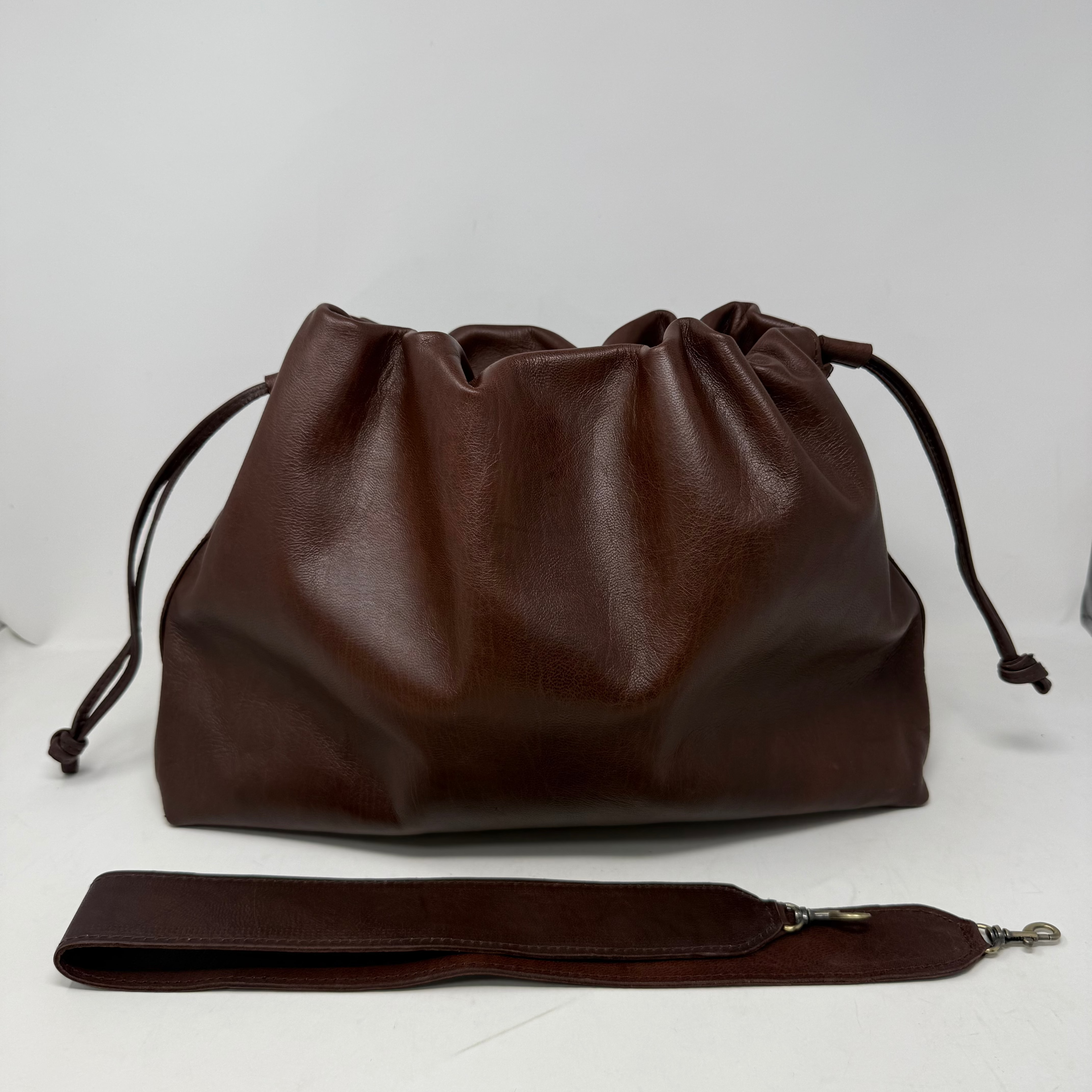 Handmade Leather Slouch Bag – Dark Brown