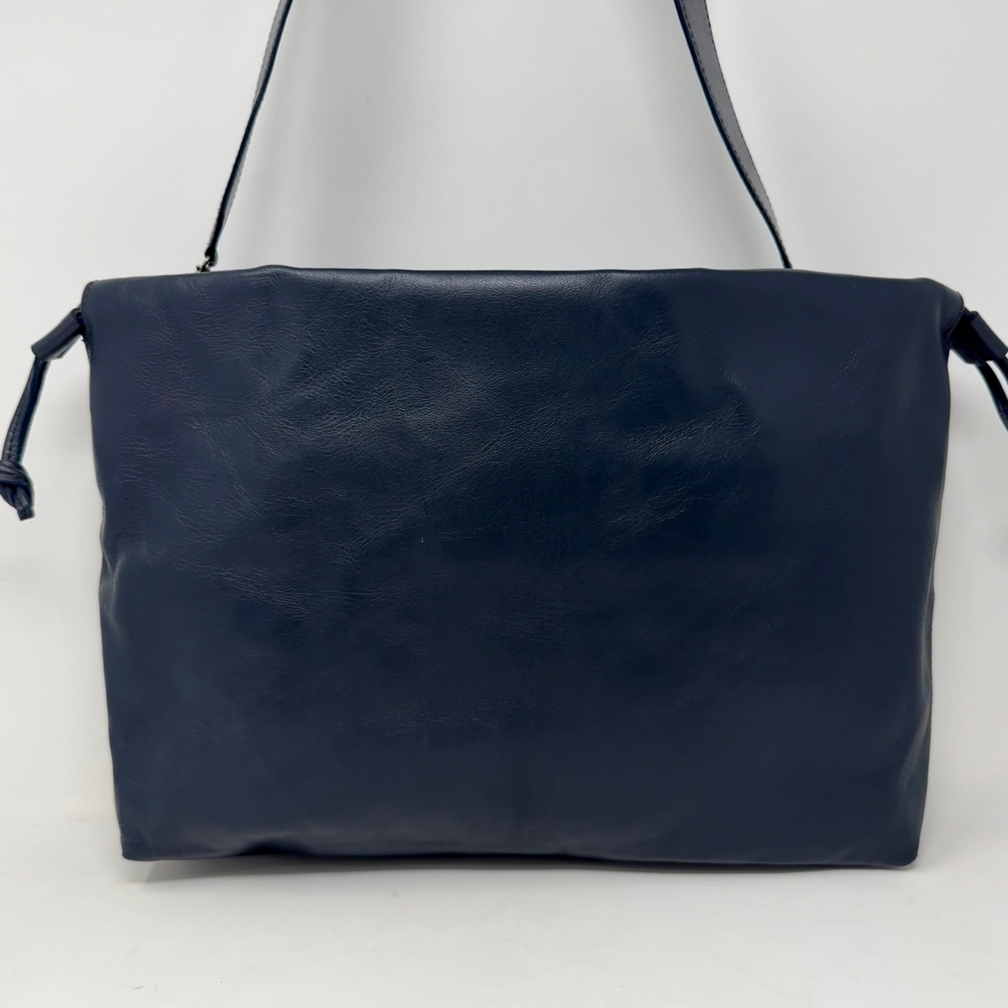 Navy Blue Artisan Slouch Bag with Drawstring