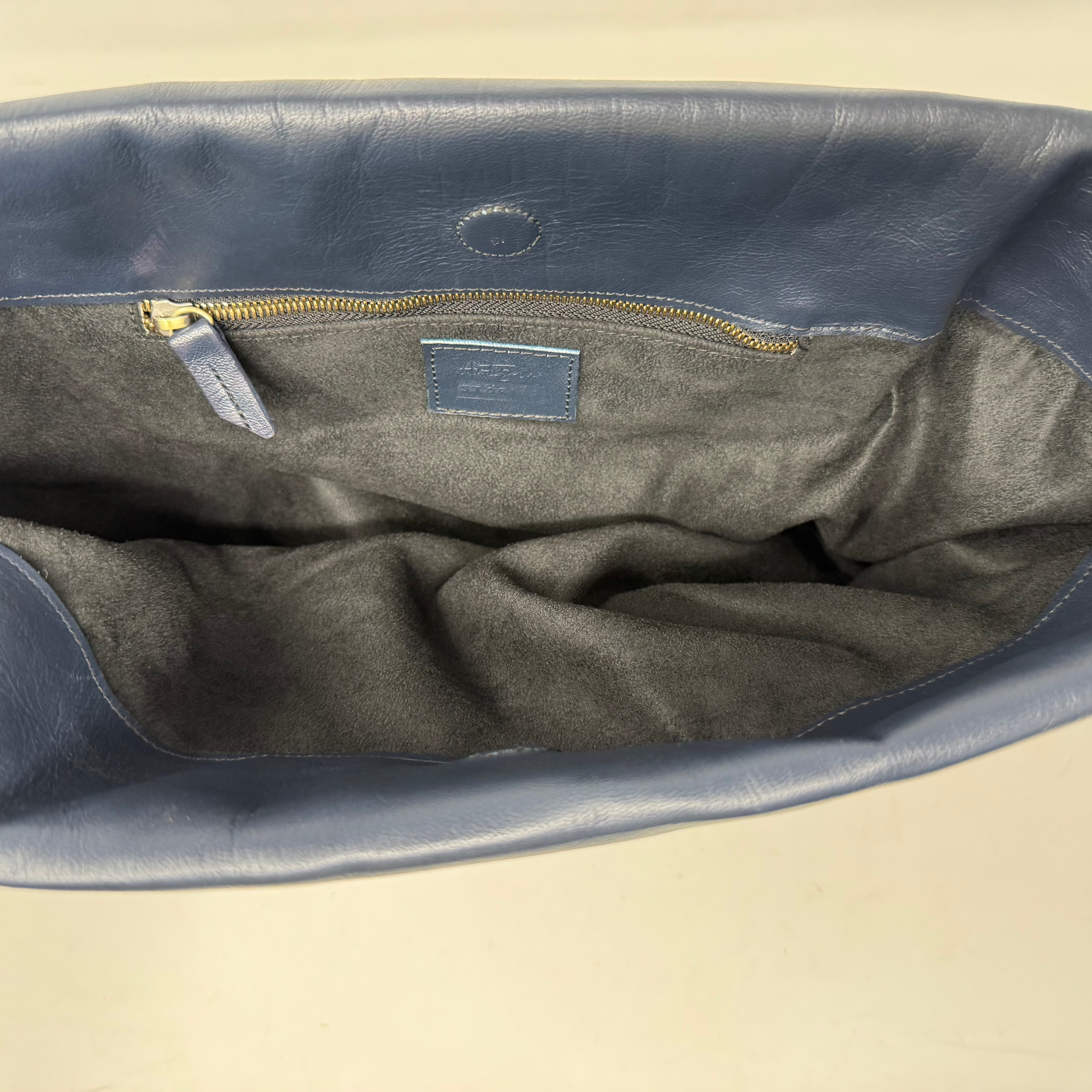Navy Blue - Artisan Slouch Bag with Drawstring