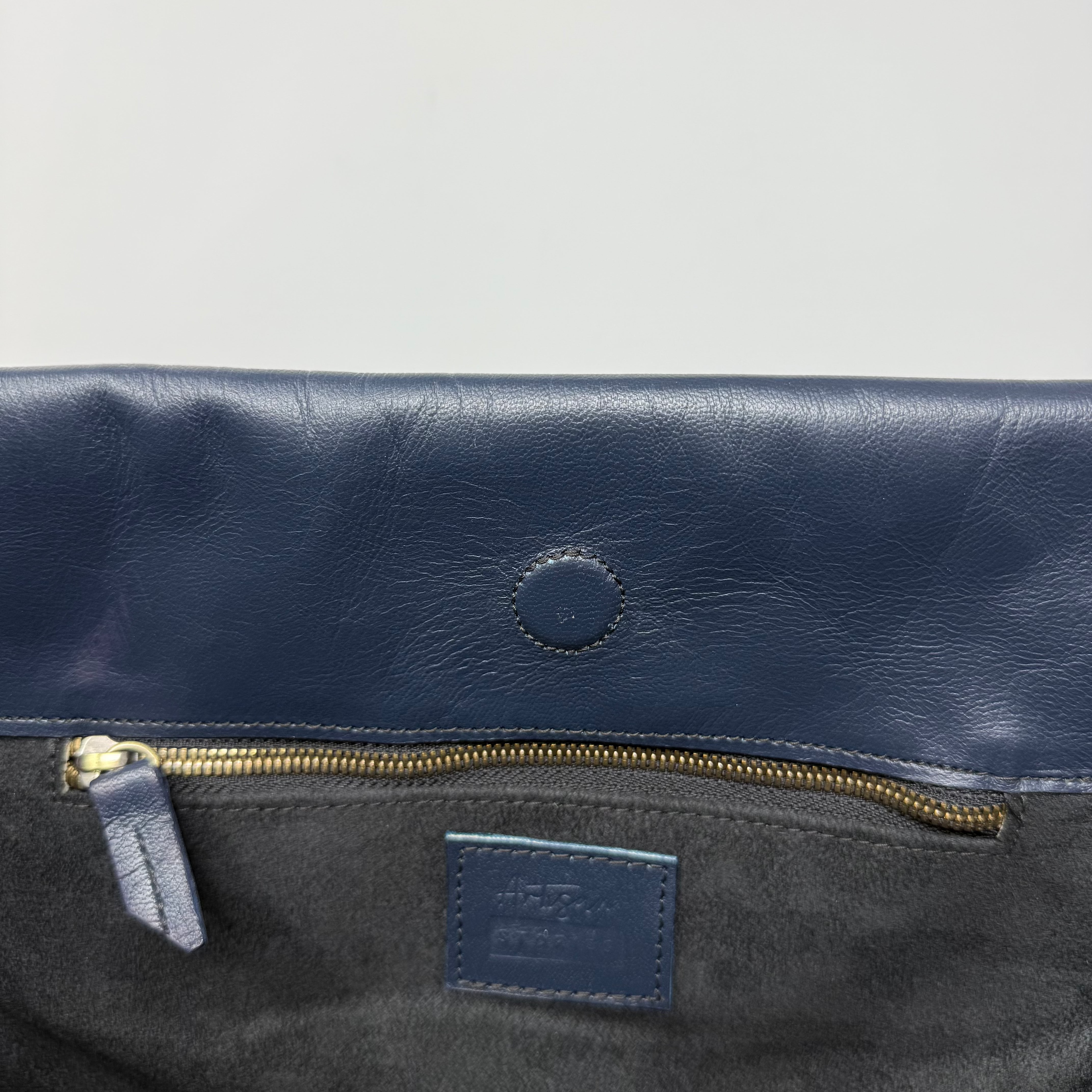 Navy Blue - Artisan Slouch Bag with Drawstring