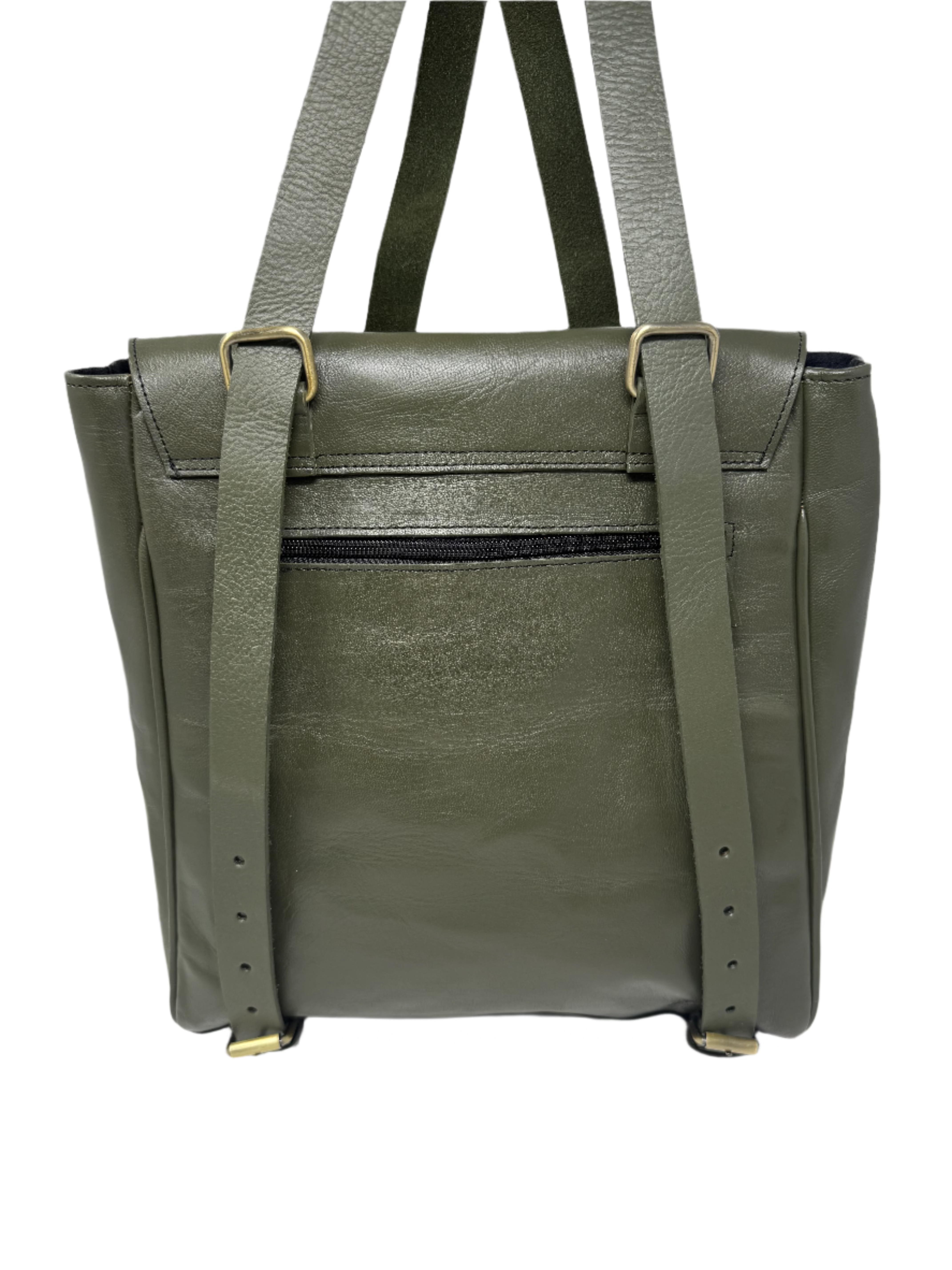 Leather Tote Backpack Cleo Army green