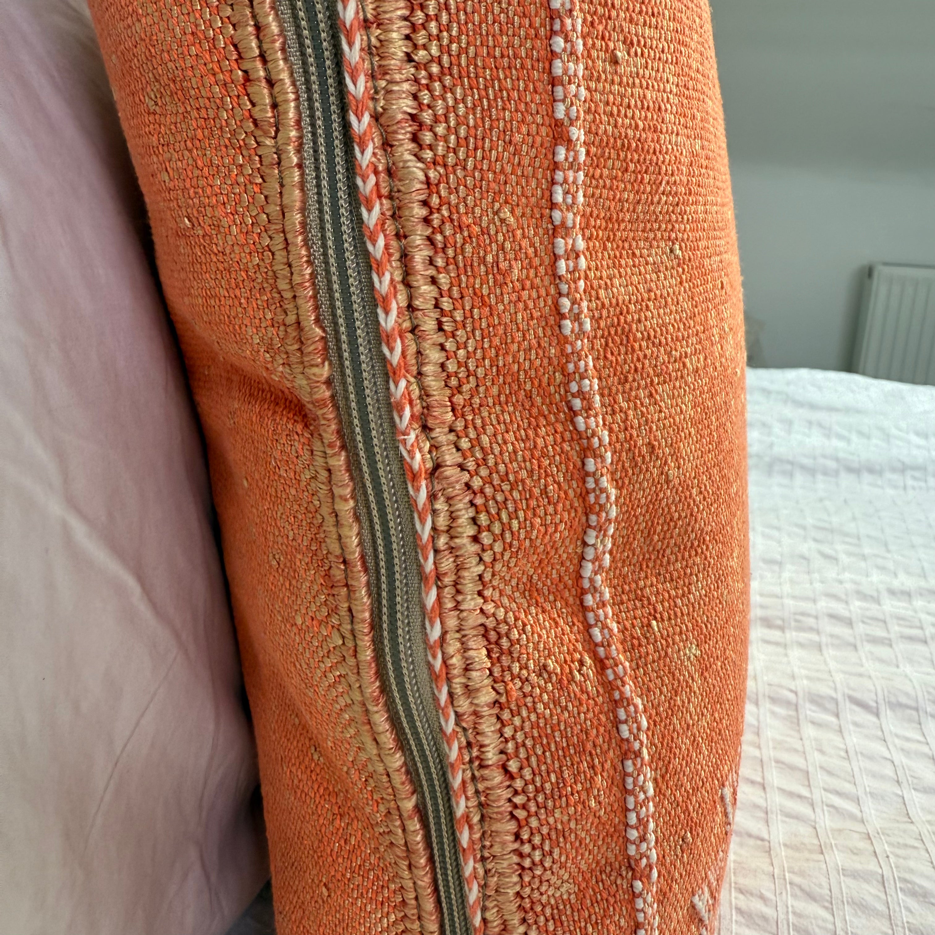 Peach Handmade Moroccan Cactus Silk Cushion – 50x50cm