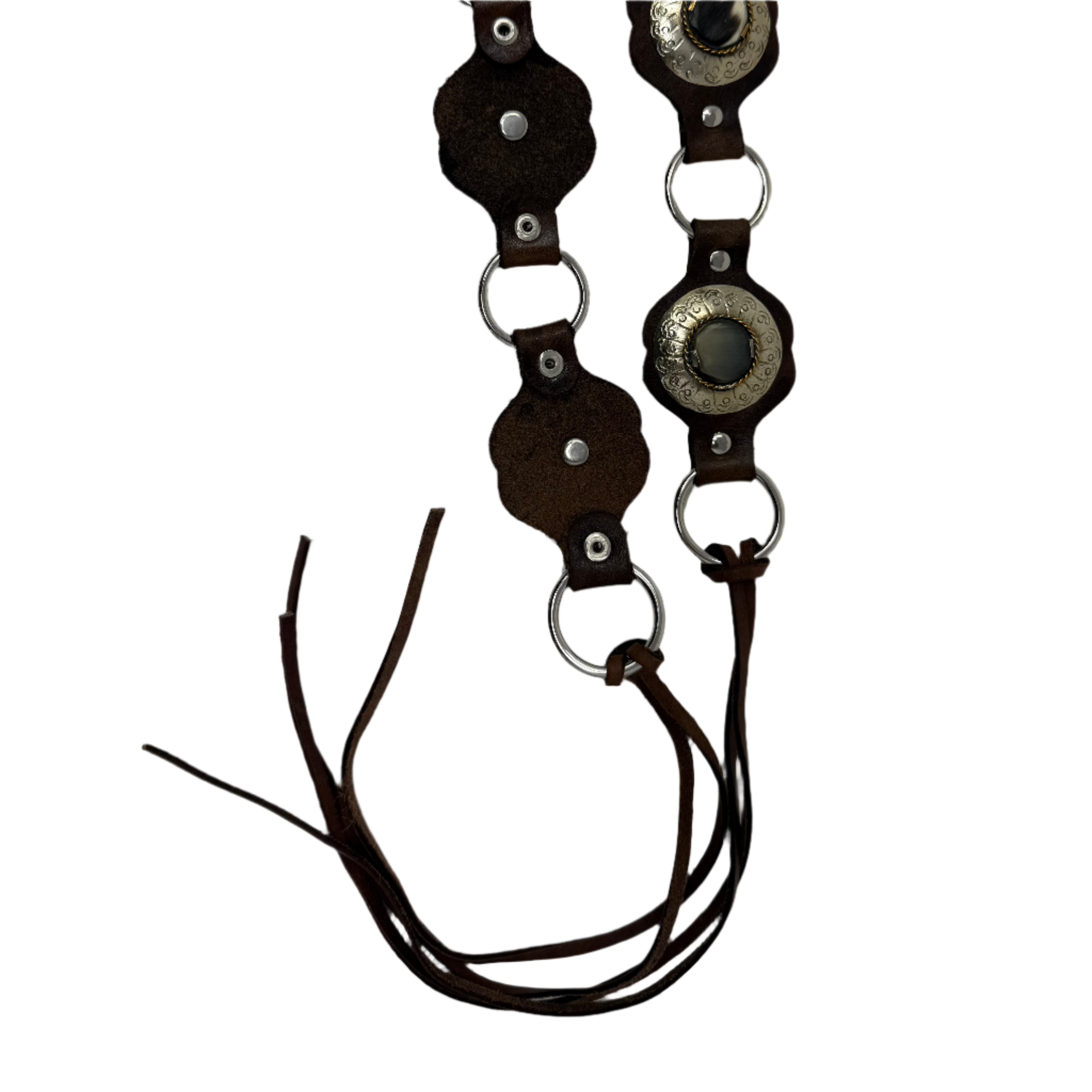 Brown Handcrafted Shell Disc Leather Belt