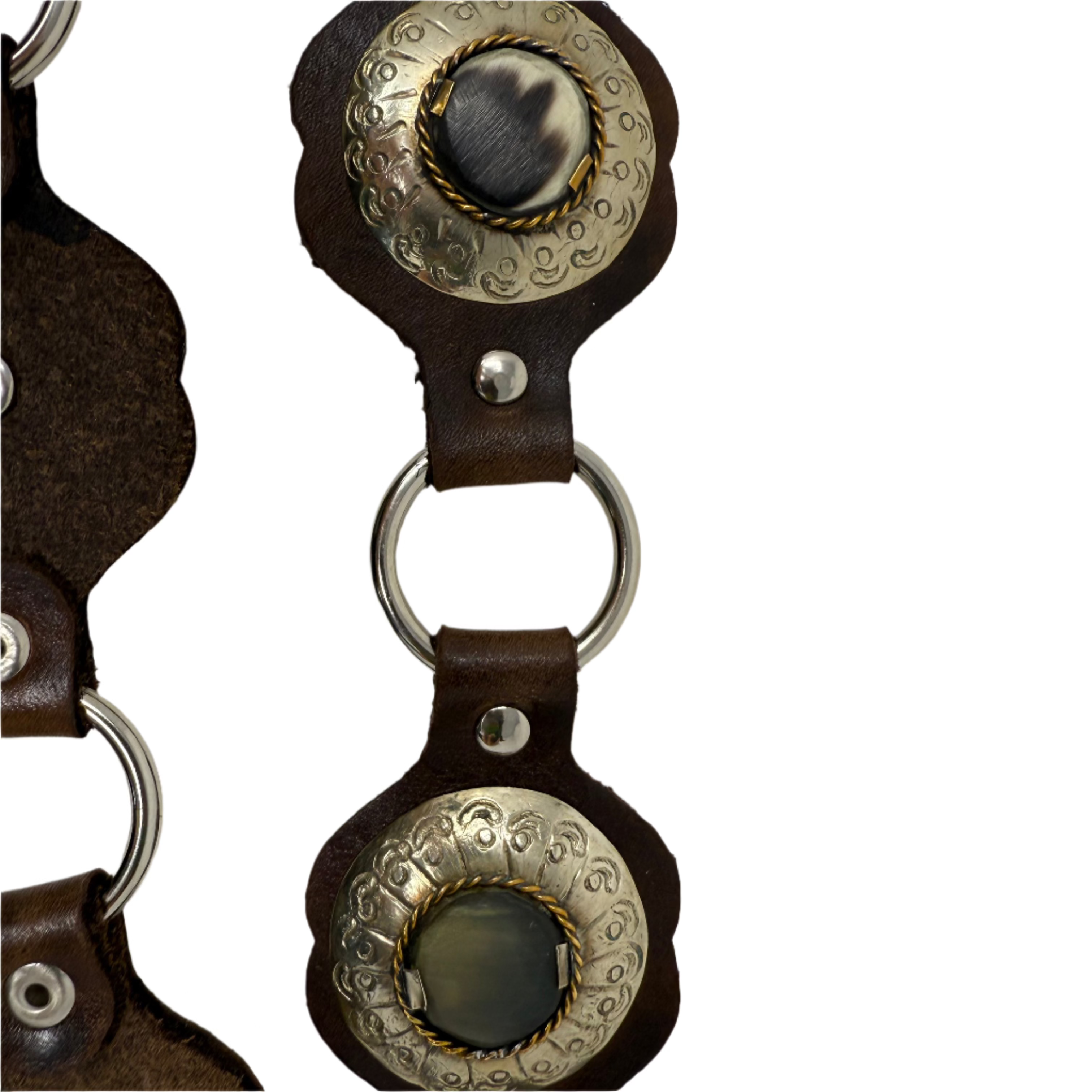 Brown Handcrafted Shell Disc Leather Belt