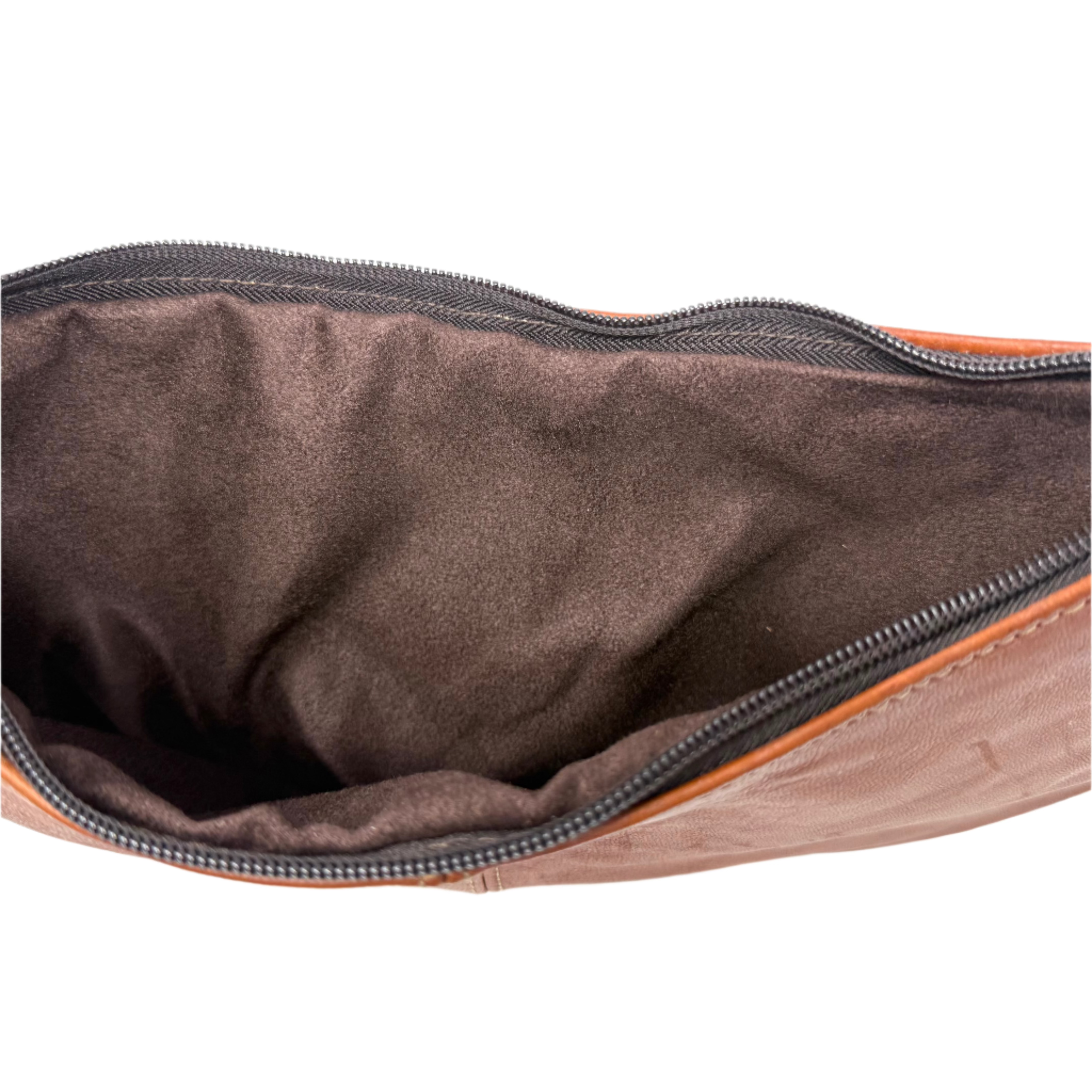 Tan Half Moon Leather Shoulder Bag – Handmade with Braided Handle