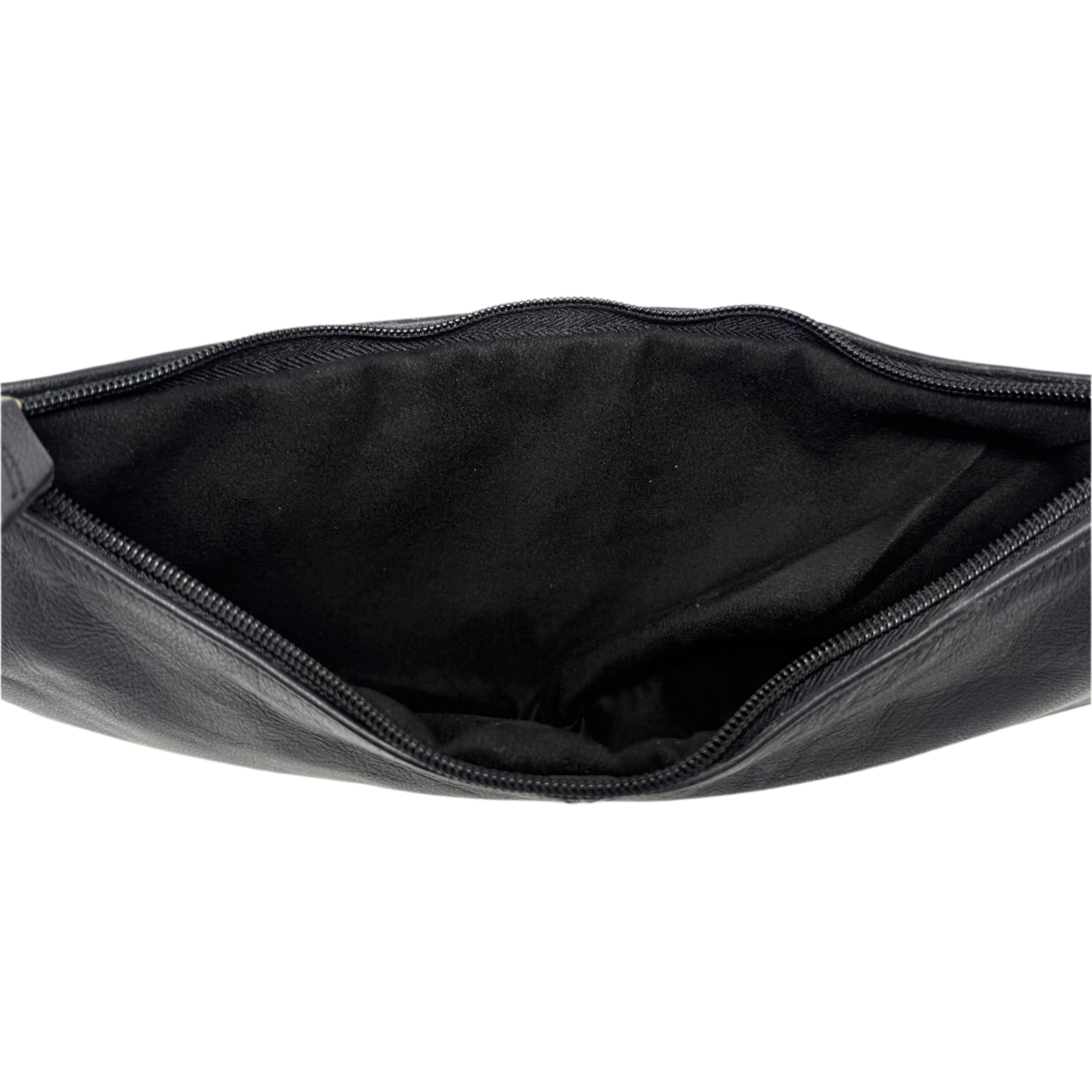 Black Half Moon Leather Shoulder Bag – Handmade with Braided Handle
