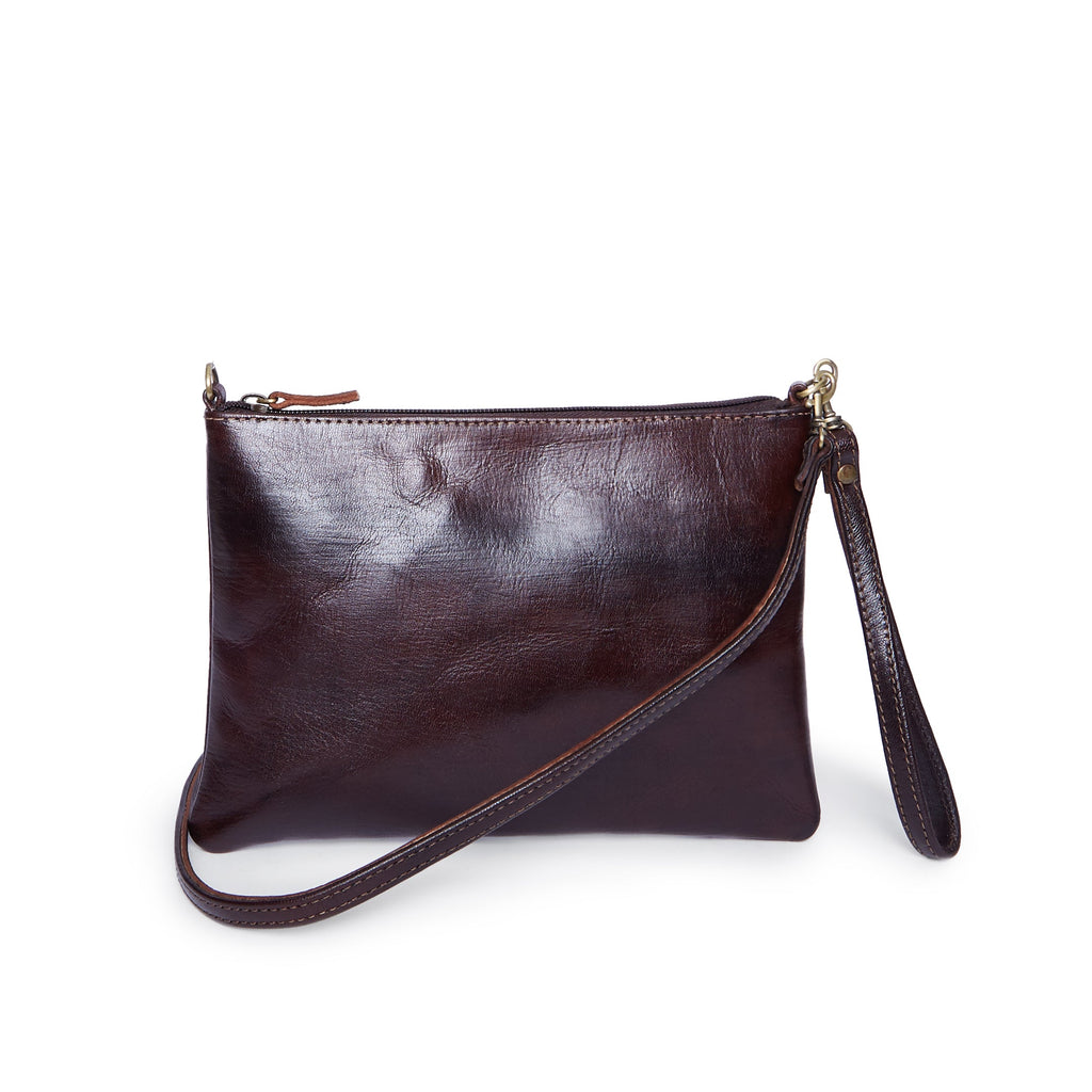 Dark Brown Crossbody Leather Clutch Bag - Artisan Stories