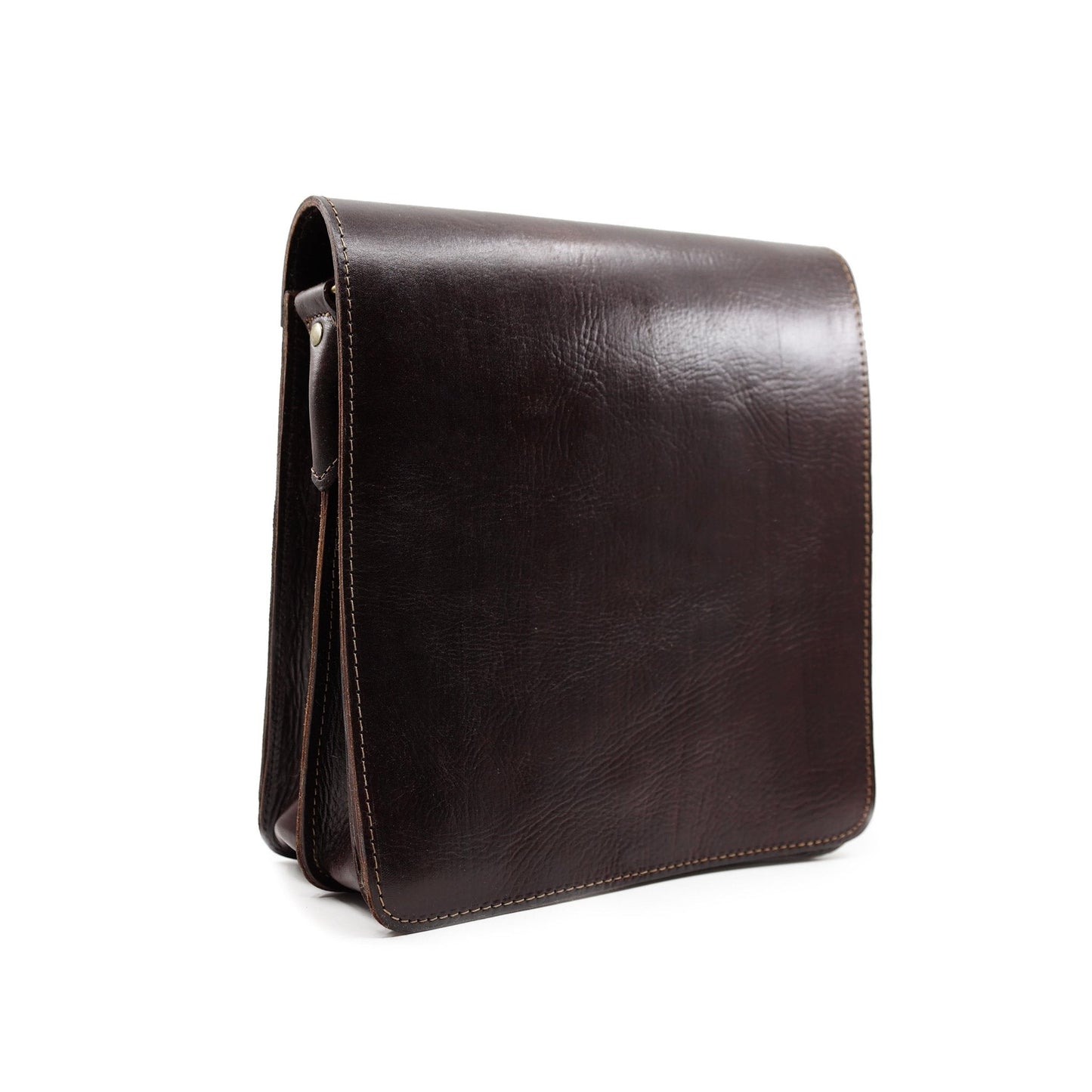 Dark brown leather Midi Messenger Bag - Artisan Stories