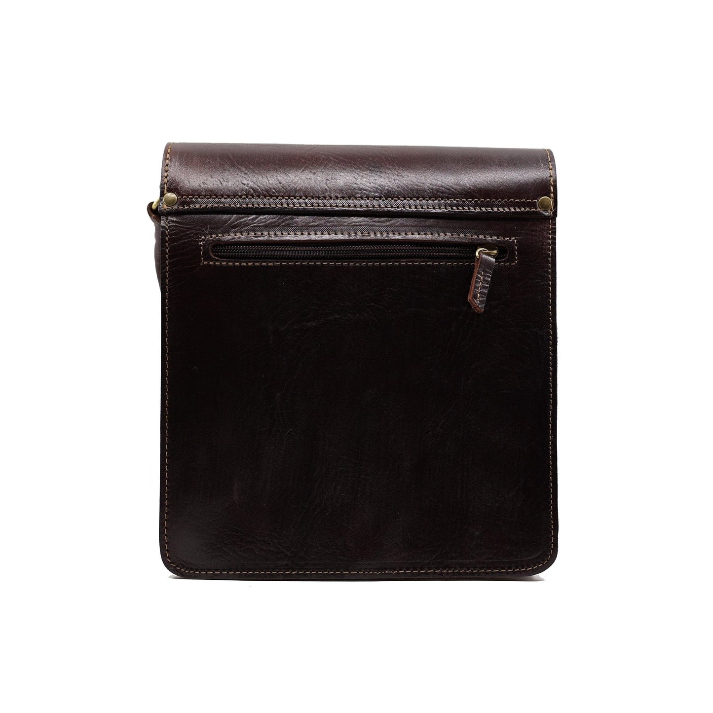 Dark brown leather Midi Messenger Bag - Artisan Stories