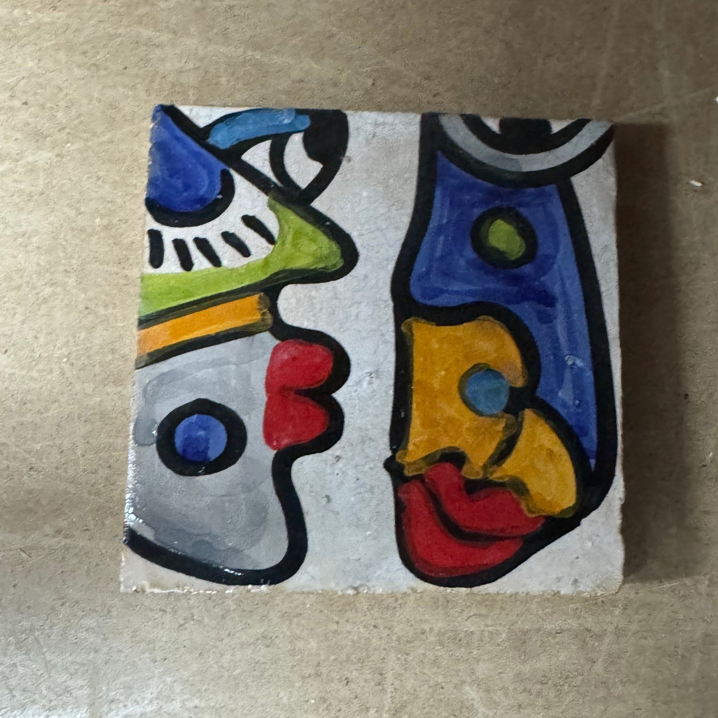Cubist ceramic coaster Tile