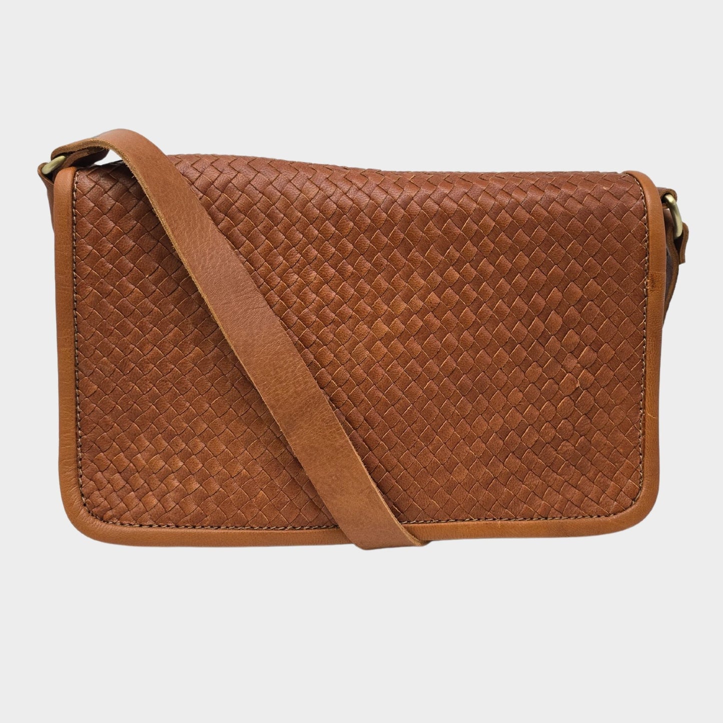 Light Brown Charlotte Woven Leather Shoulder Bag - Artisan Stories