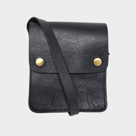 Small Leather Crossbody Pop Bag-Black