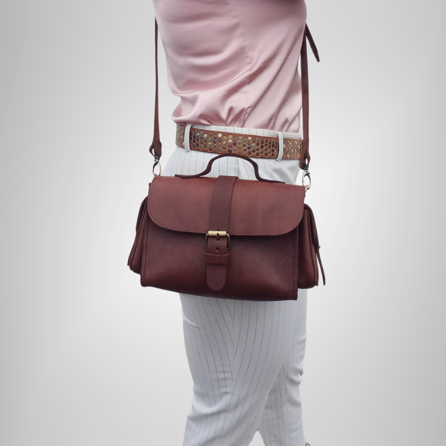 Flora Leather Handbag - dark Brown