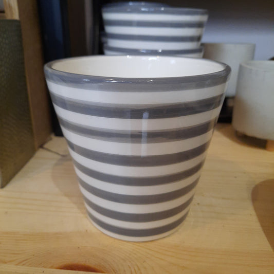 Small Plant Pot stripe grey