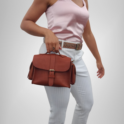 Flora Leather Handbag - Light Brown