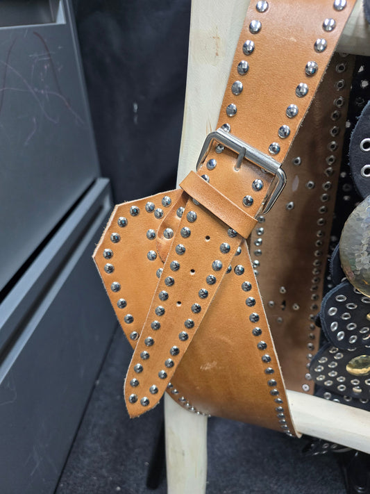 Handmade Waist Belt Studded Tan