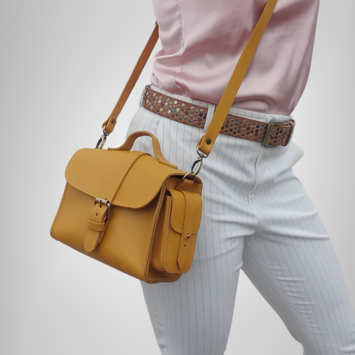 Flora Leather Handbag - yellow