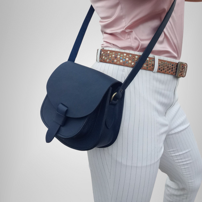 Maya Blue Leather Saddle Bag