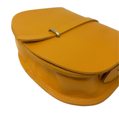 Loop Closure Leather Saddle Bag Sam Crossbody - Yellow