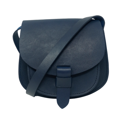 Maya Blue Leather Saddle Bag