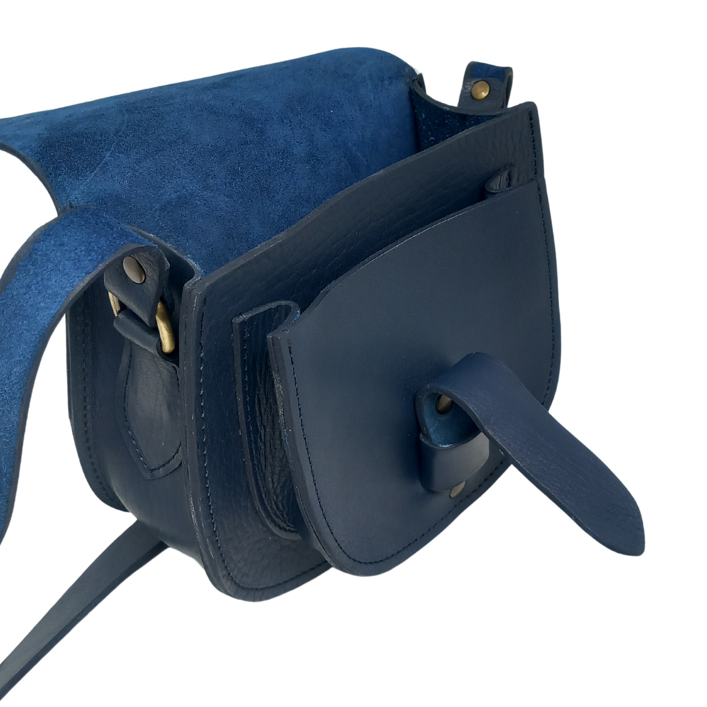 Maya Blue Leather Saddle Bag