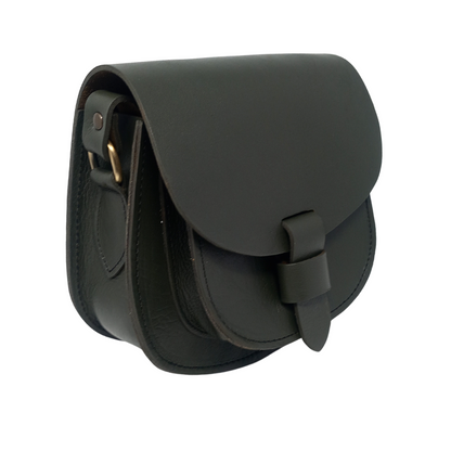 Maya  Black Leather Saddle Bag