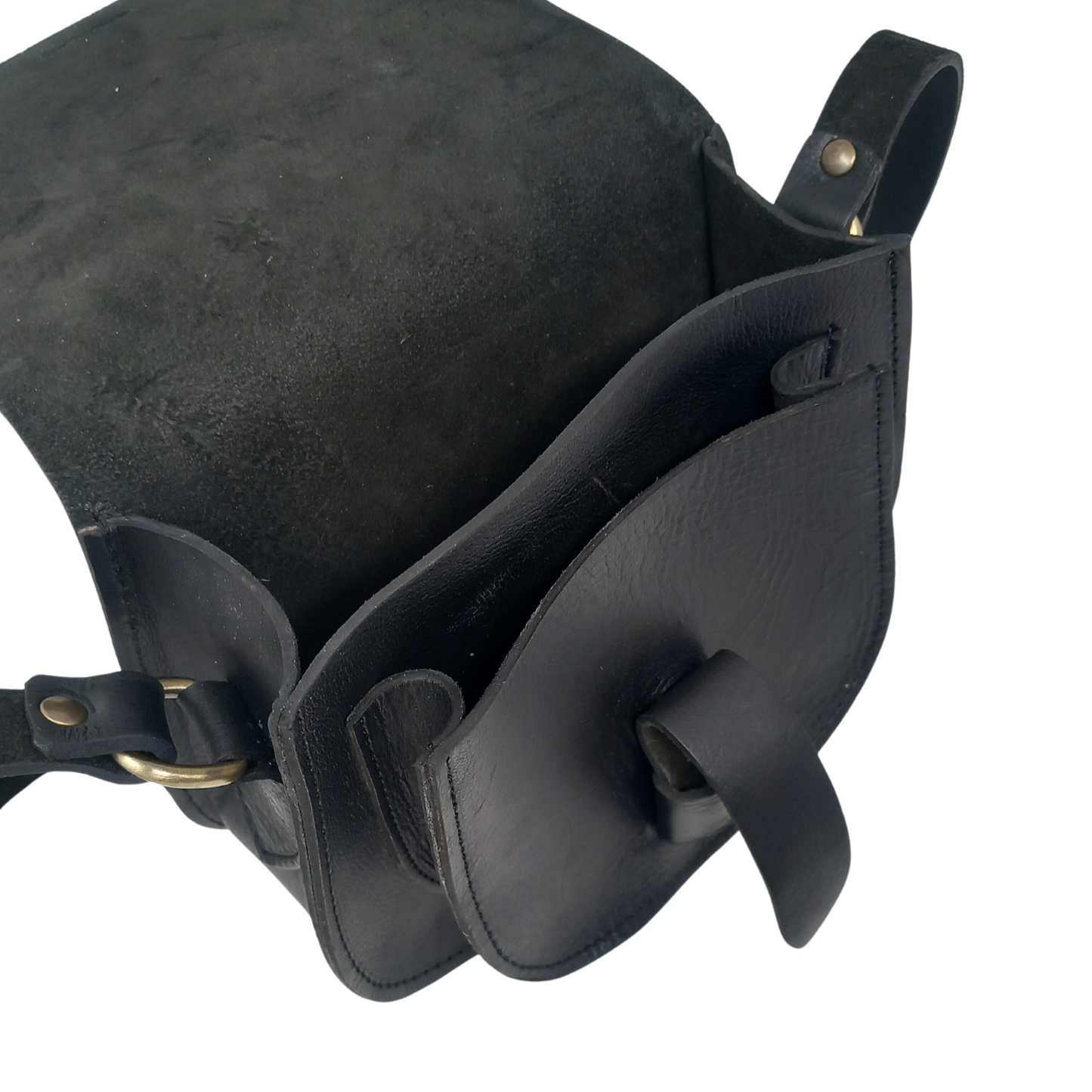 Maya  Black Leather Saddle Bag