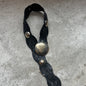 Black Boho Braided Leather Belt – Vintage Look, Silver Buckle