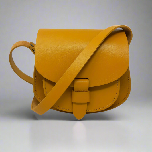 Maya yellow Leather Saddle Bag