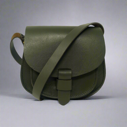 Maya green Leather Saddle Bag