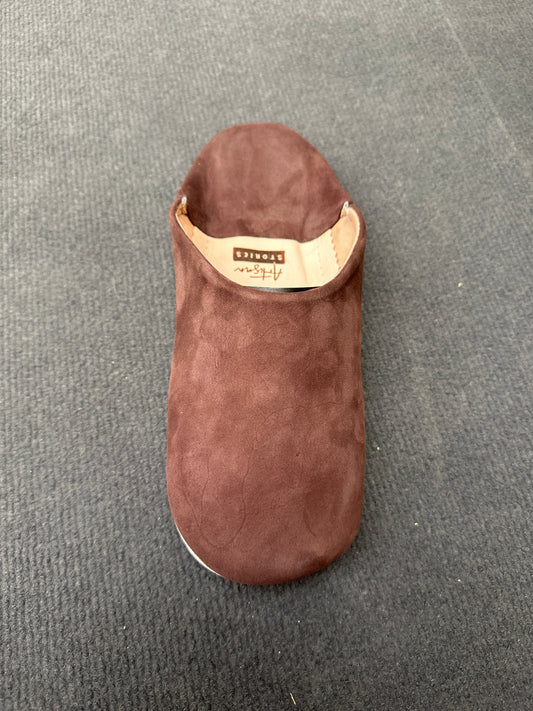 Unisex Leather suede Slipper Brown