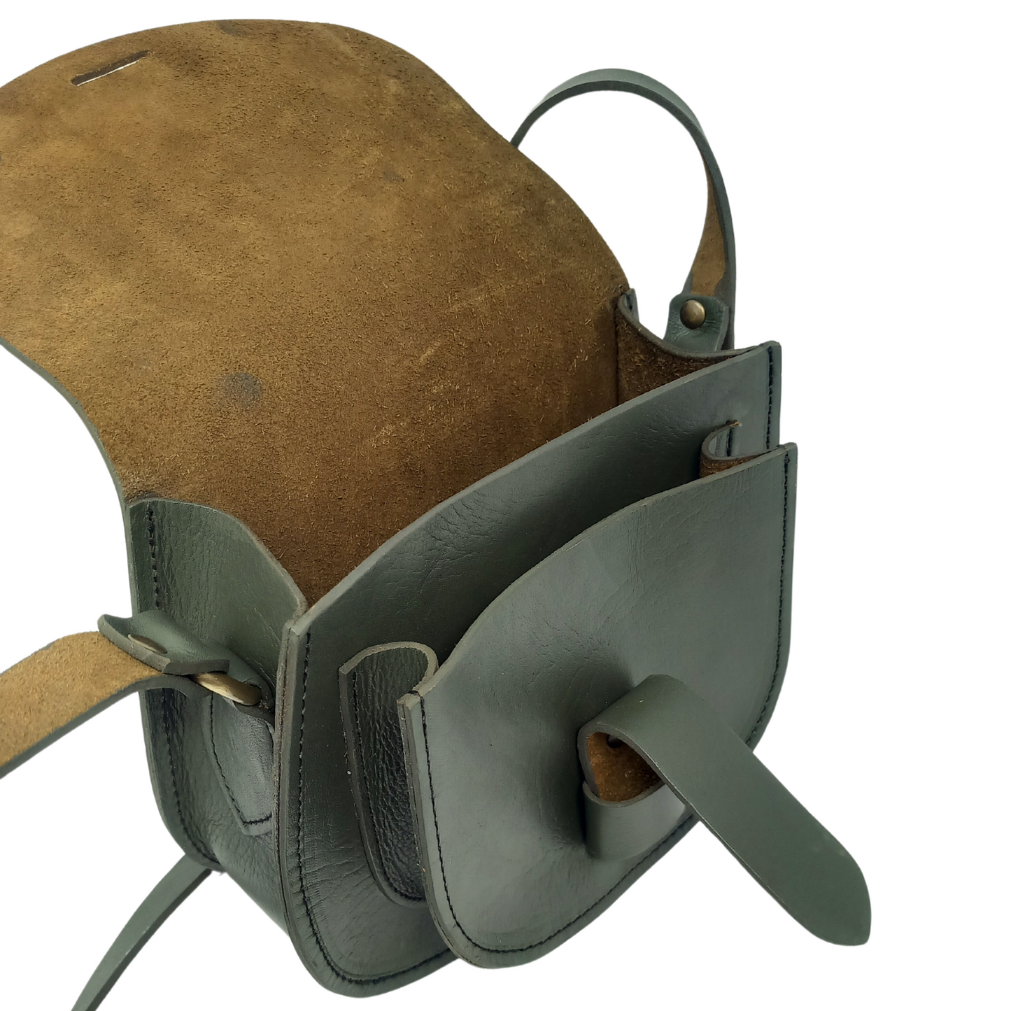 Maya green Leather Saddle Bag