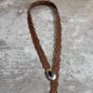 Moroccan Braided Leather Belt – Tan with oval Buckle & horn detail