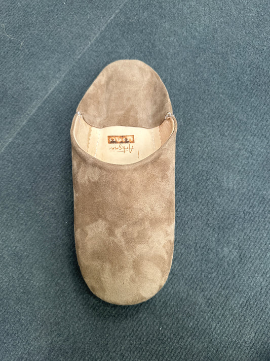 Unisex Leather suede Slipper Cream