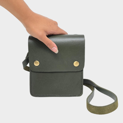 Small Leather Crossbody Pop Bag- Green