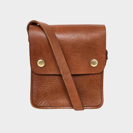 Small Leather Crossbody Pop Bag-Tan