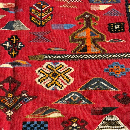 Handwoven Taznakht Wool Rug – 163x120 cm | Rich Red Berber Motifs
