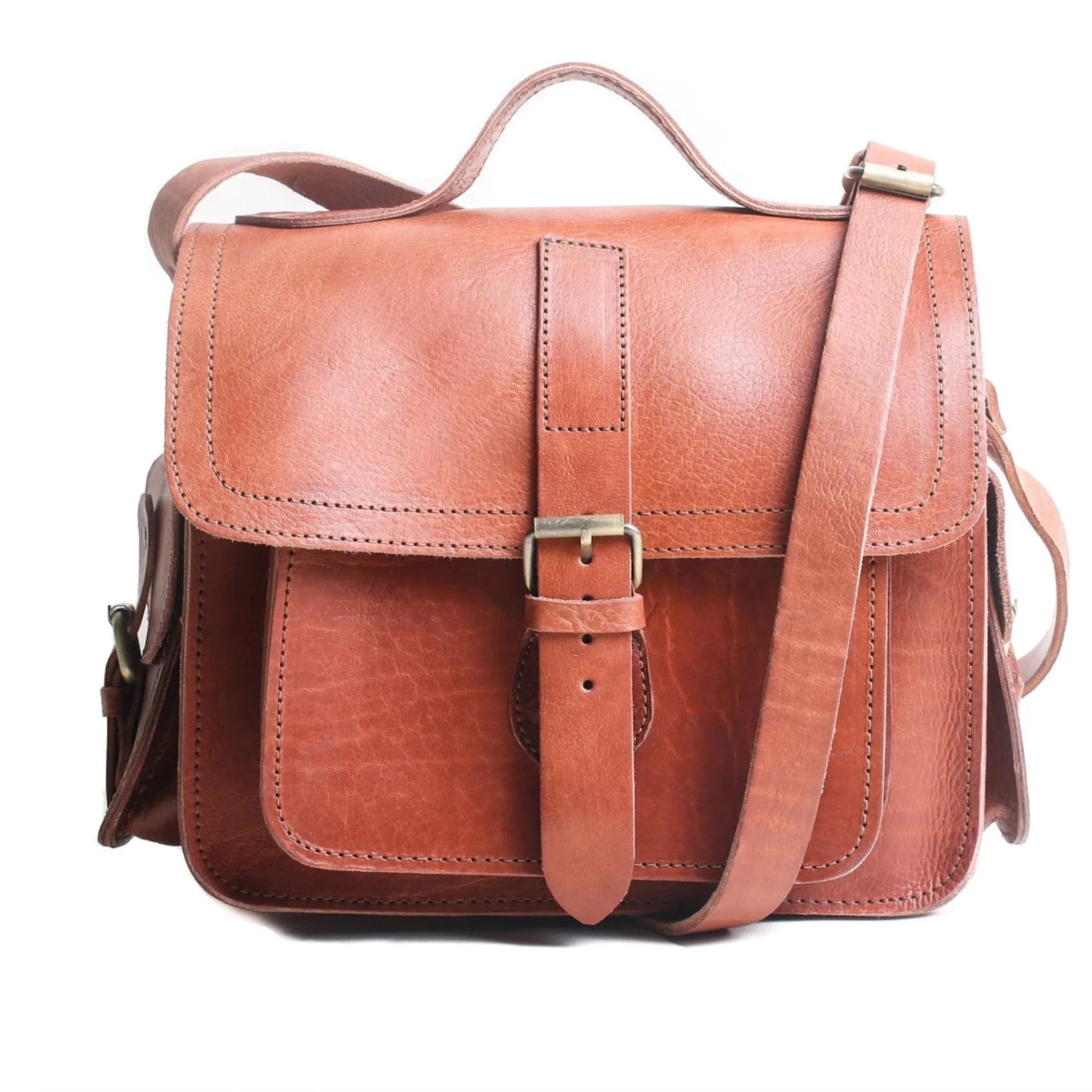 Camera Satchel Bag -Tan-ISMAD LONDON