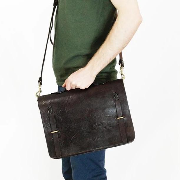 Camden Loop Briefcase - Chocolate-ISMAD LONDON